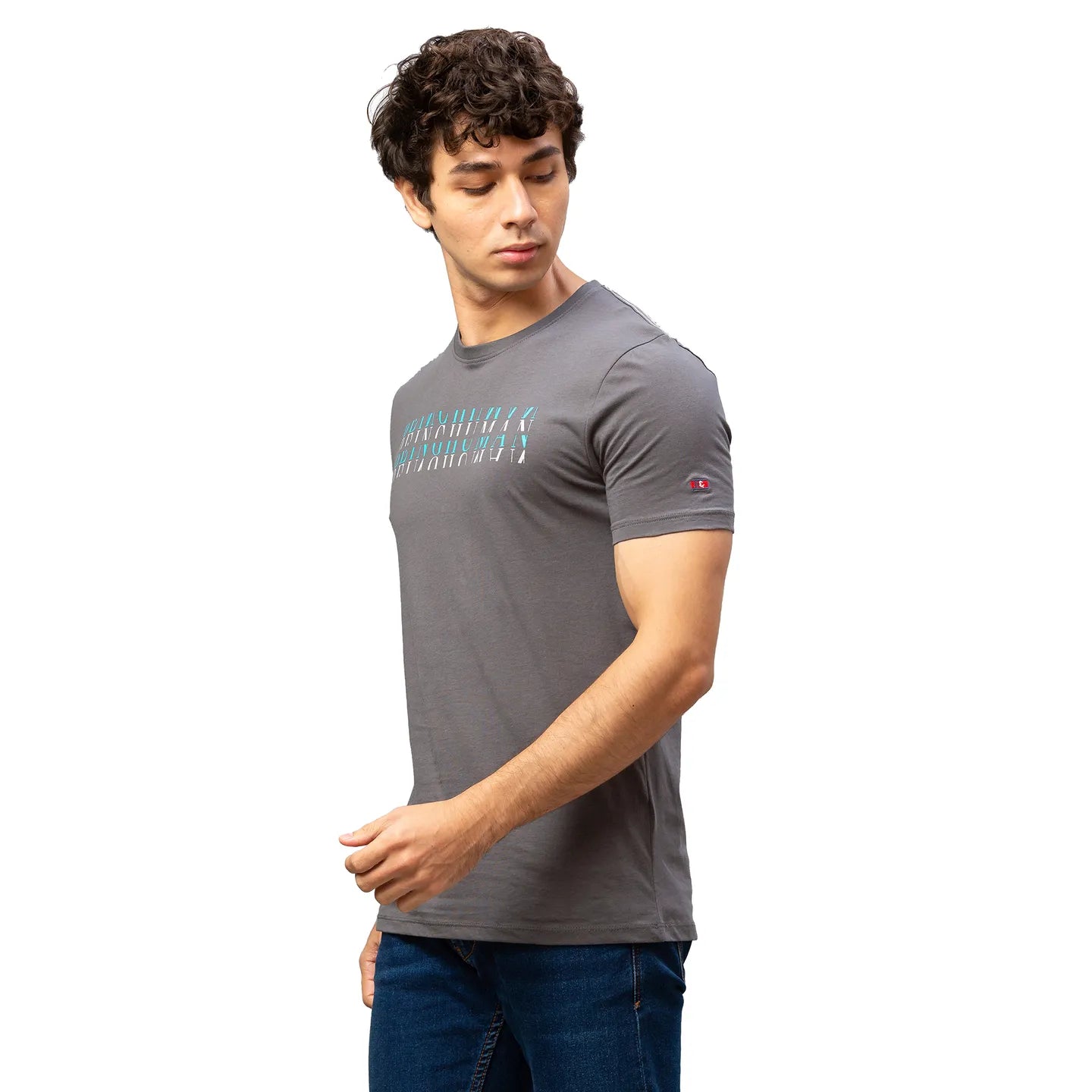 Grey Regular Fit Men's Short Sleeves T-Shirt by Being Human Clothing