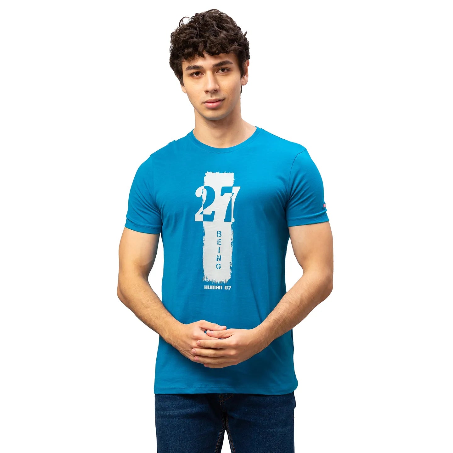 Blue Regular Fit Men's Short Sleeves T-Shirt by Being Human Clothing