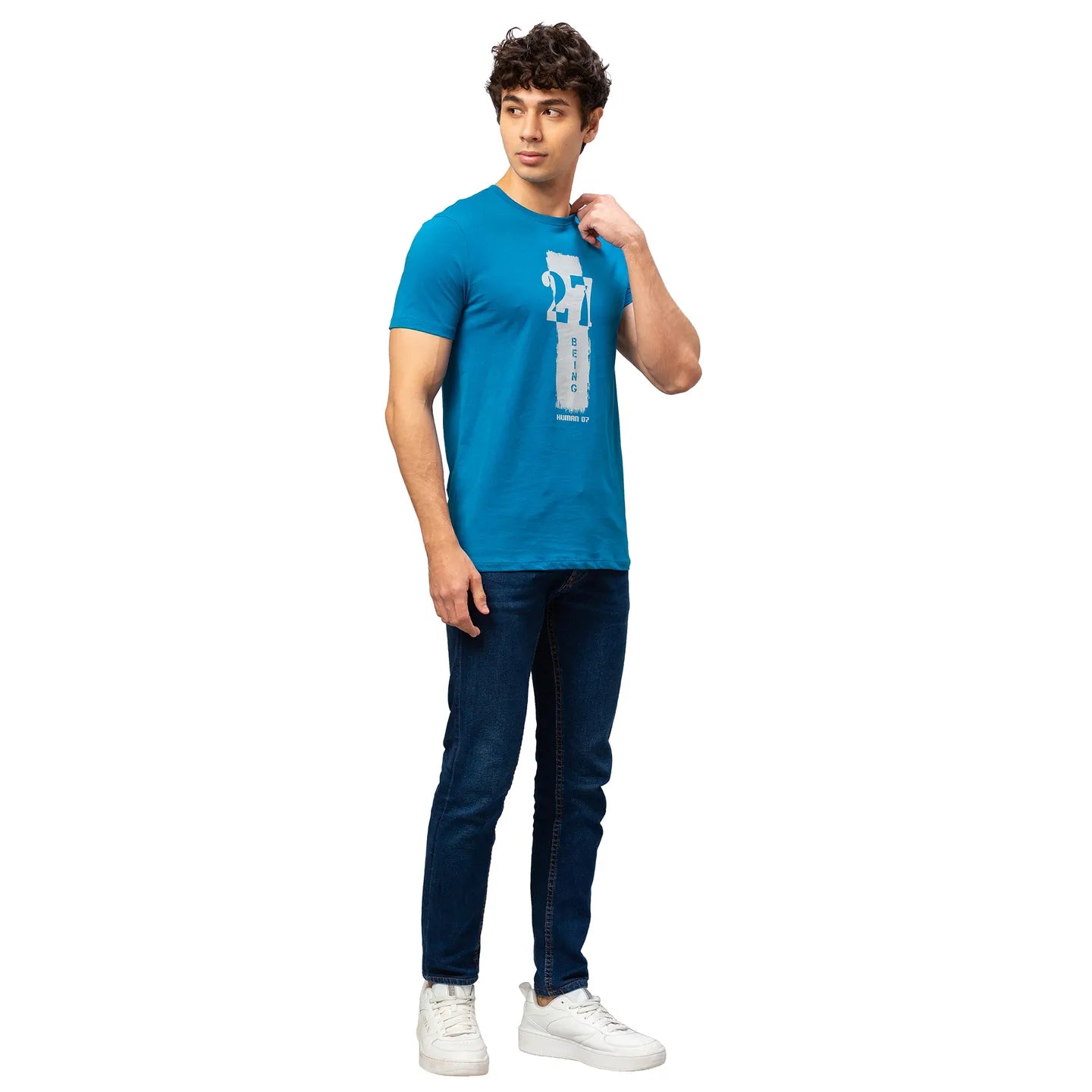 Blue Regular Fit Men's Short Sleeves T-Shirt by Being Human Clothing