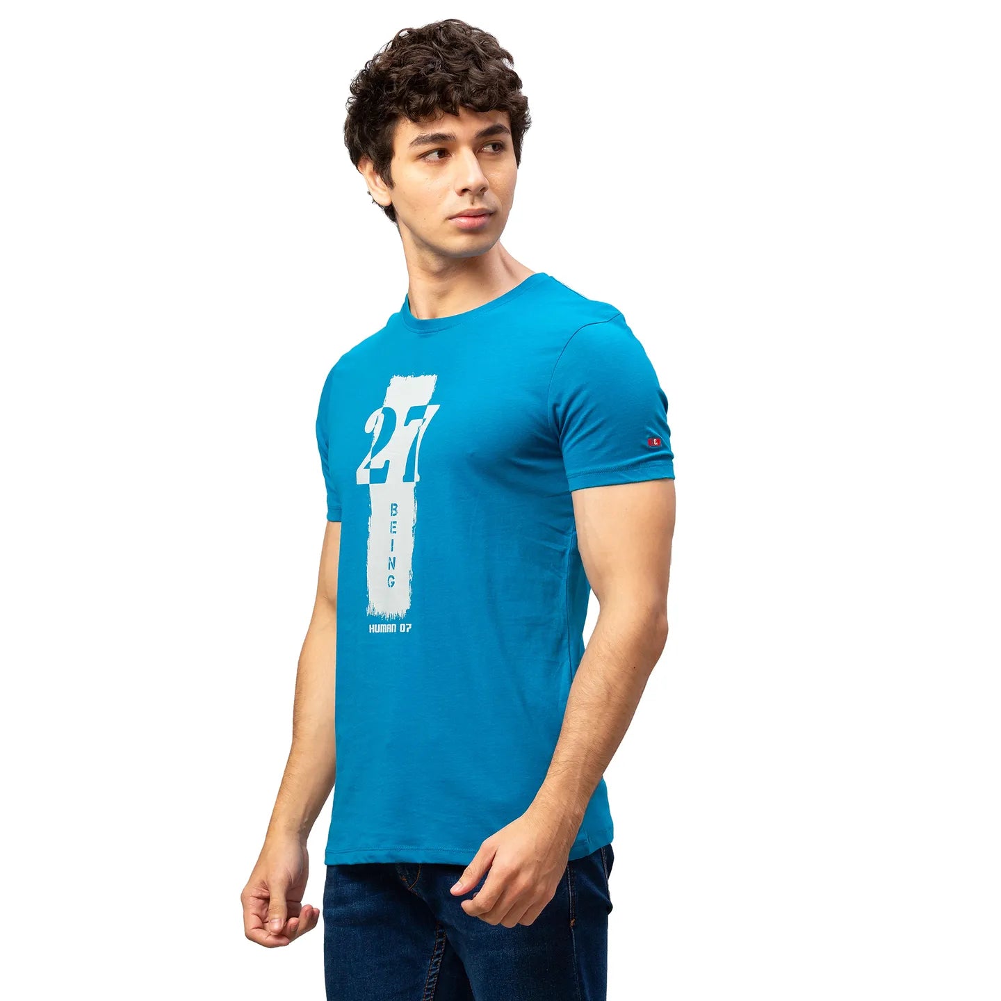 Blue Regular Fit Men's Short Sleeves T-Shirt by Being Human Clothing