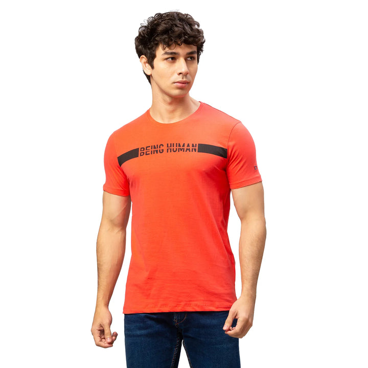 Pink Regular Fit Men's Short Sleeves T-Shirt by Being Human Clothing