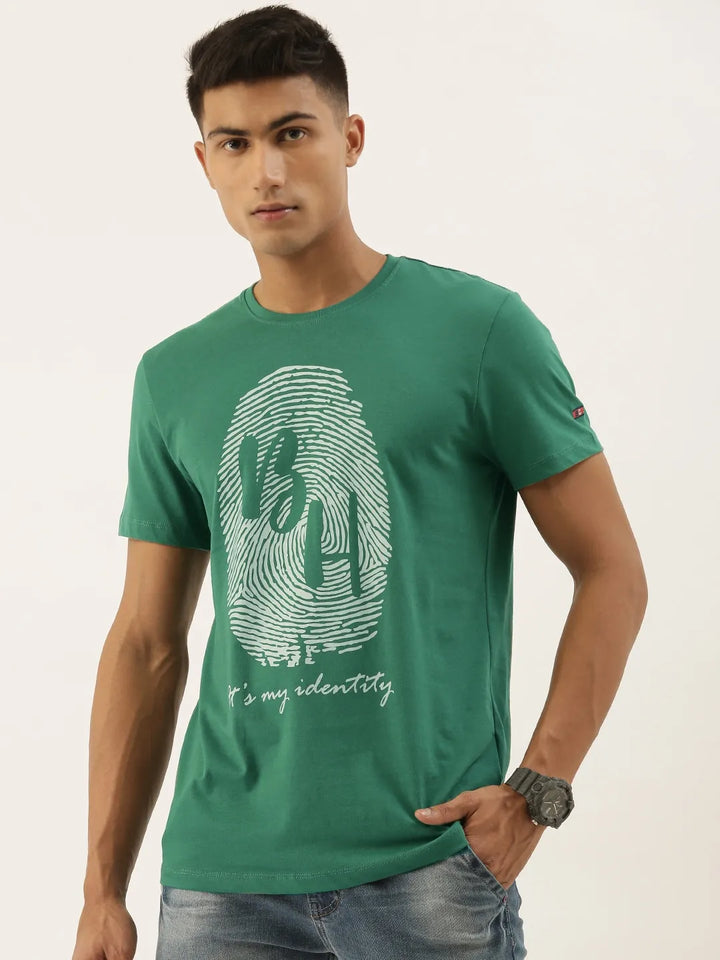 Green Regular Fit Men's Short Sleeves T-Shirt by Being Human Clothing