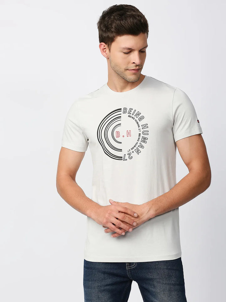 Grey Regular Fit Men's Short Sleeves T-Shirt by Being Human Clothing