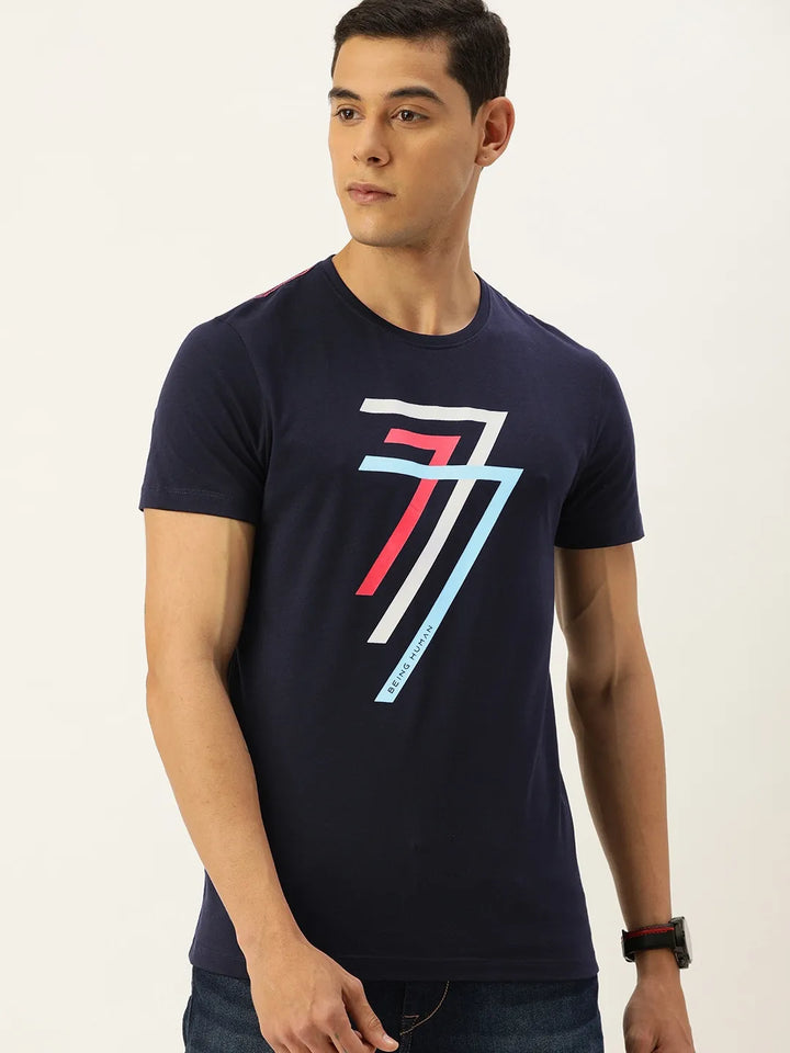 Blue Regular Fit Men's Short Sleeves T-Shirt by Being Human Clothing