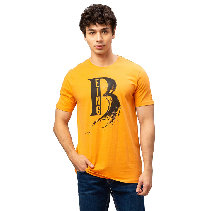 Orange Regular Fit Men's Short Sleeves T-Shirt by Being Human Clothing