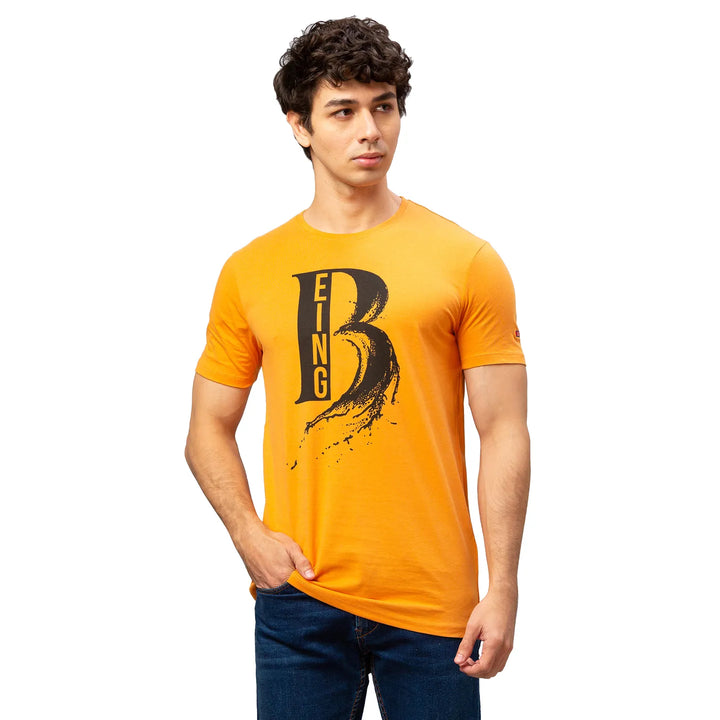 Orange Regular Fit Men's Short Sleeves T-Shirt by Being Human Clothing