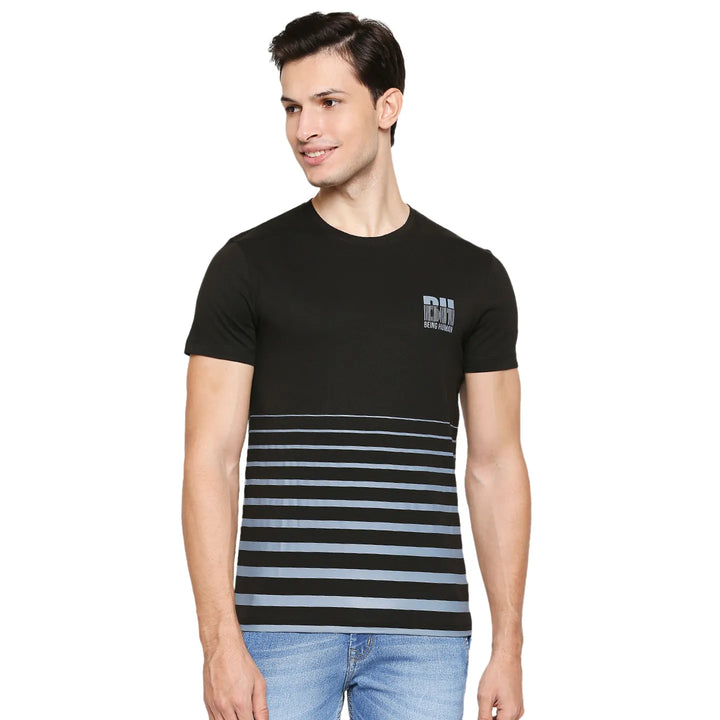 Black Regular Fit Men's Short Sleeves T-Shirt by Being Human Clothing