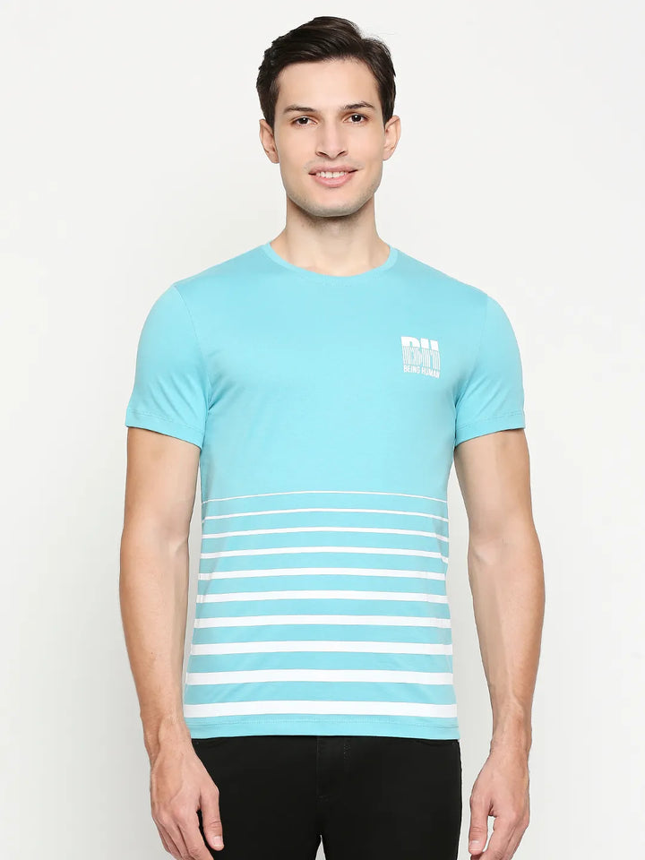 Blue Regular Fit Men's Short Sleeves T-Shirt by Being Human Clothing
