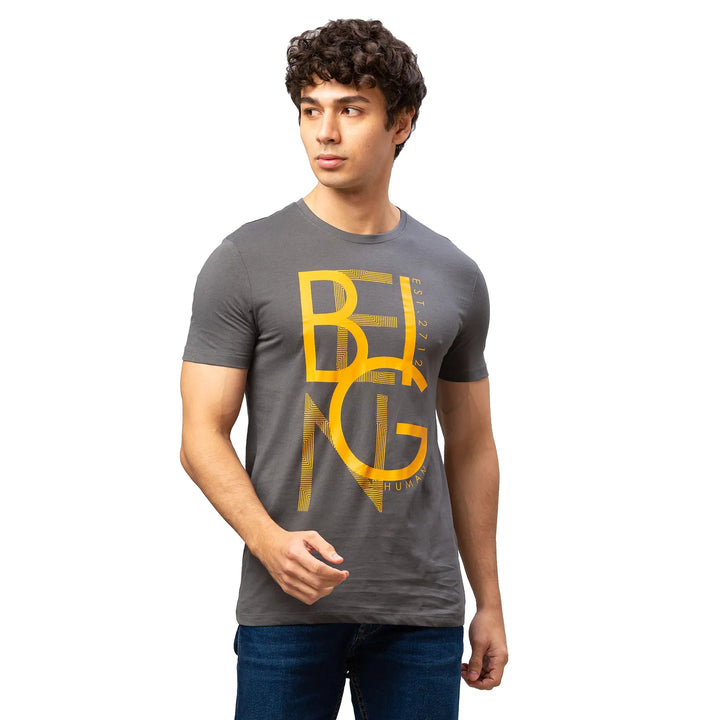 Green Regular Fit Men's Short Sleeves T-Shirt by Being Human Clothing