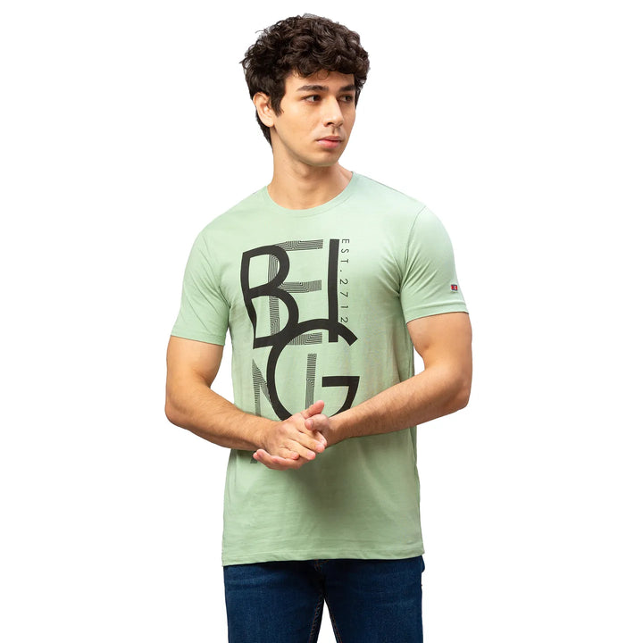 Green Regular Fit Men's Short Sleeves T-Shirt by Being Human Clothing