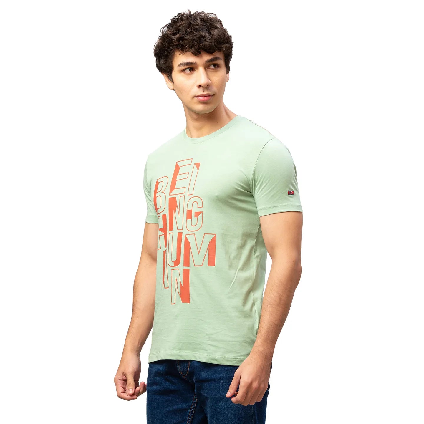 Green Regular Fit Men's Short Sleeves T-Shirt by Being Human Clothing
