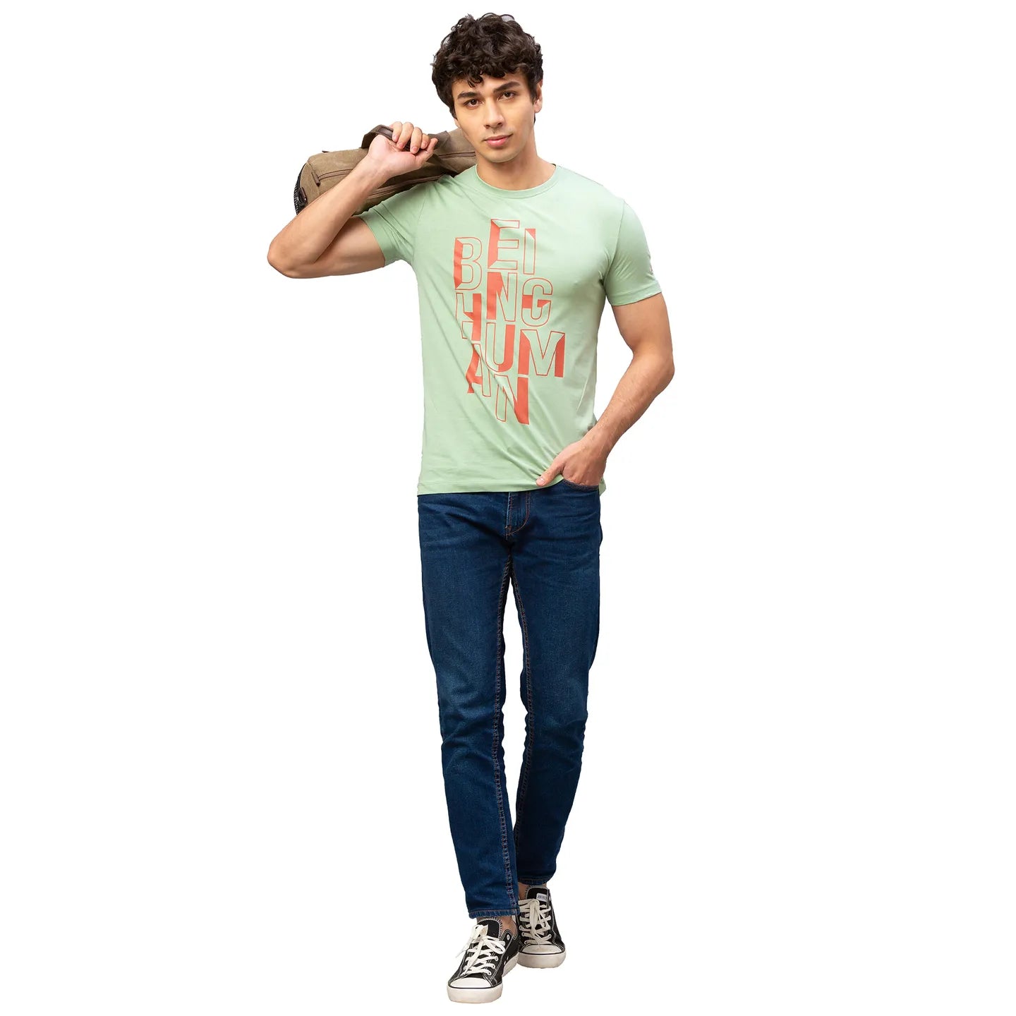 Green Regular Fit Men's Short Sleeves T-Shirt by Being Human Clothing