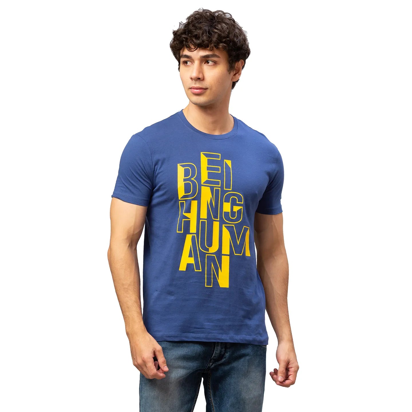 Blue Regular Fit Men's Short Sleeves T-Shirt by Being Human Clothing