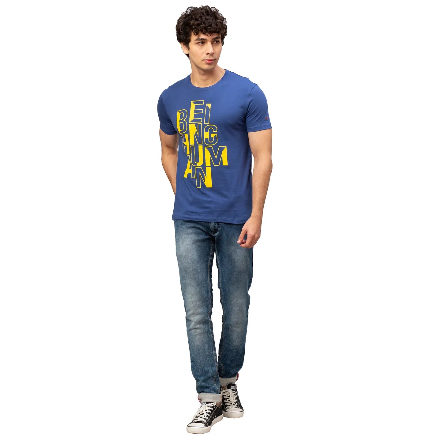 Blue Regular Fit Men's Short Sleeves T-Shirt by Being Human Clothing