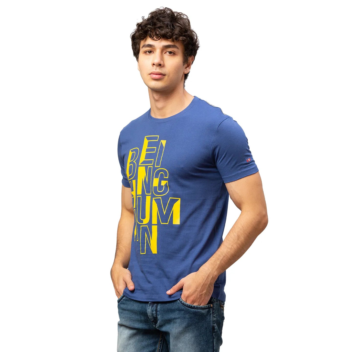 Blue Regular Fit Men's Short Sleeves T-Shirt by Being Human Clothing