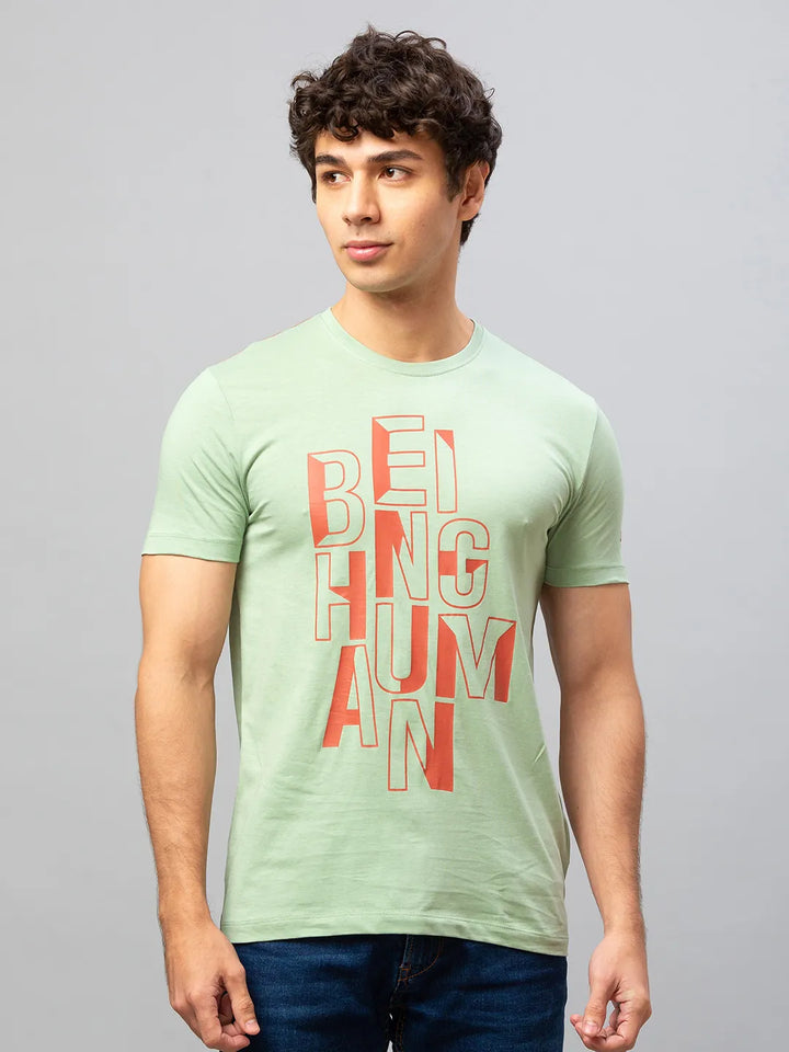 Green Regular Fit Men's Short Sleeves T-Shirt by Being Human Clothing