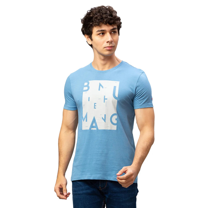 Blue Regular Fit Men's Short Sleeves T-Shirt by Being Human Clothing