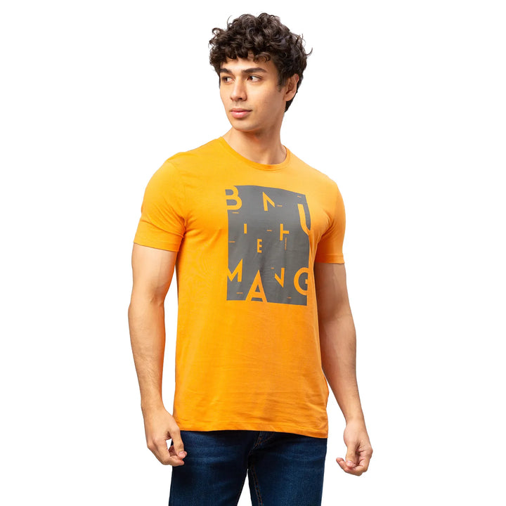 Orange Regular Fit Men's Short Sleeves T-Shirt by Being Human Clothing