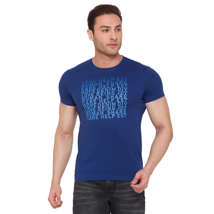 Blue Regular Fit Men's Short Sleeves T-Shirt by Being Human Clothing
