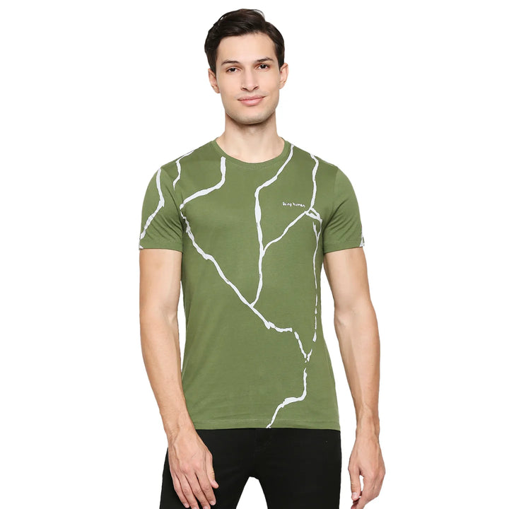 Green Regular Fit Men's Short Sleeves T-Shirt by Being Human Clothing