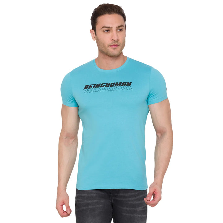 Blue Regular Fit Men's Short Sleeves T-Shirt by Being Human Clothing