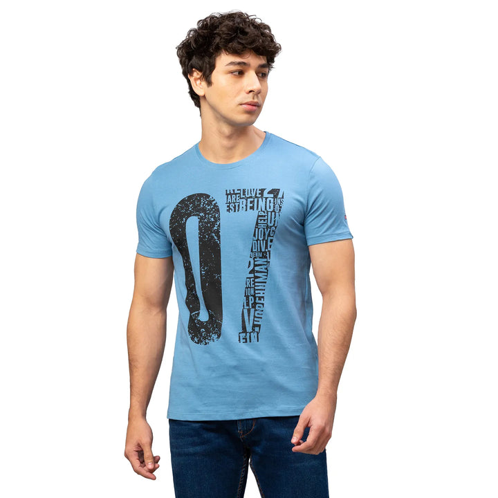 Blue Regular Fit Men's Short Sleeves T-Shirt by Being Human Clothing