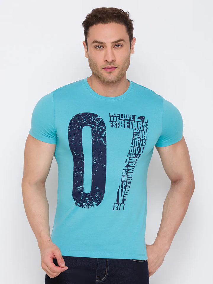 Blue Regular Fit Men's Short Sleeves T-Shirt by Being Human Clothing
