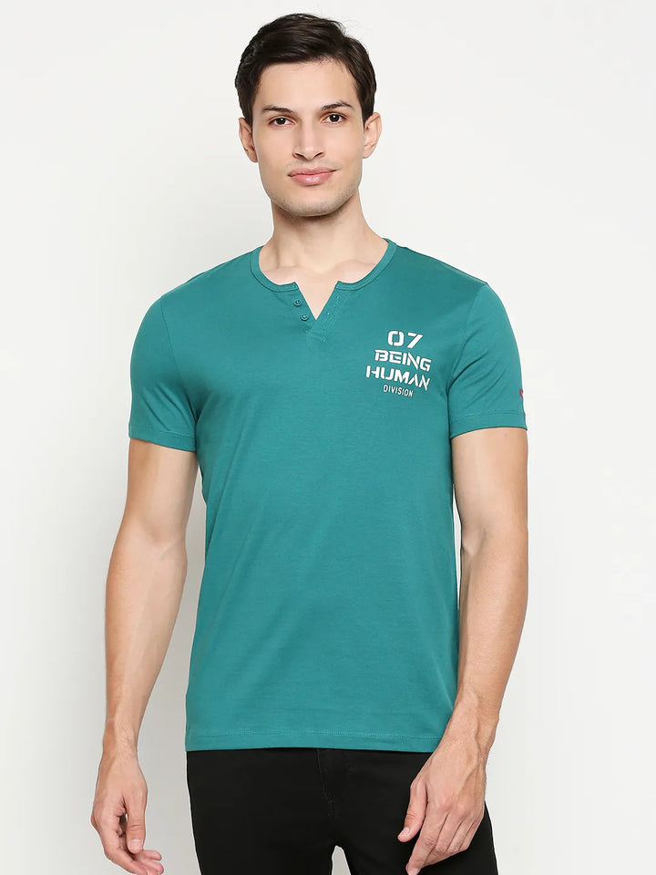 Green Regular Fit Men's Short Sleeves T-Shirt by Being Human Clothing