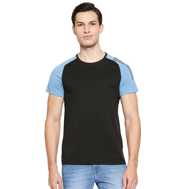 Black Regular Fit Men's Short Sleeves T-Shirt by Being Human Clothing