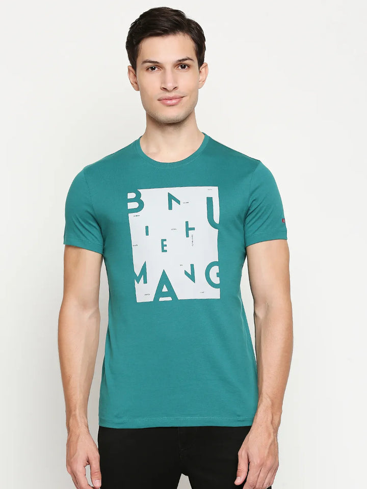 Green Regular Fit Men's Short Sleeves T-Shirt by Being Human Clothing