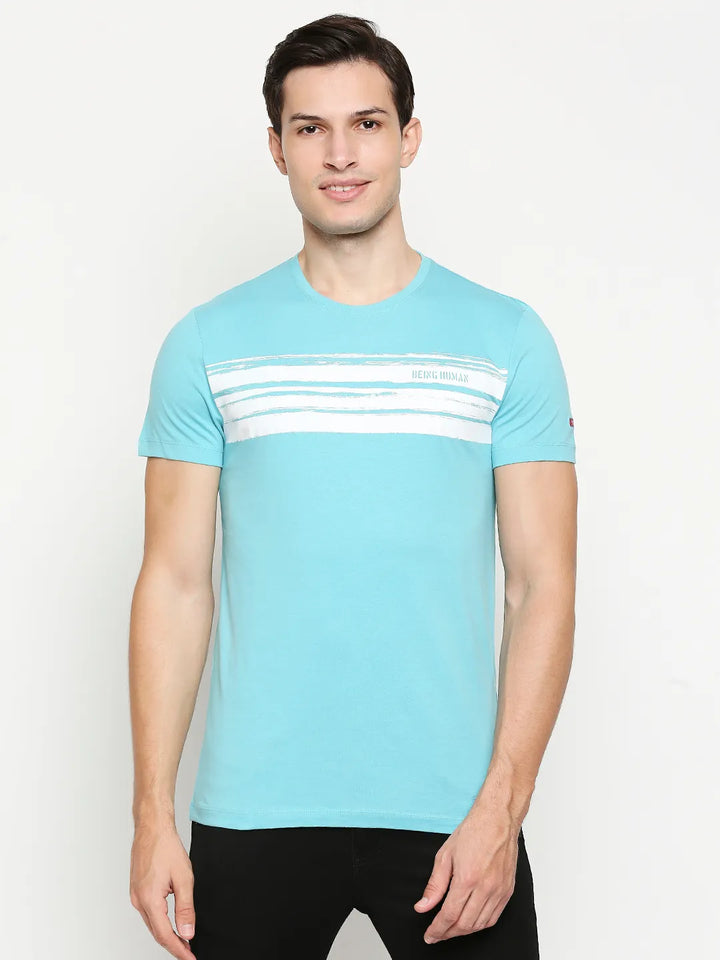 Blue Regular Fit Men's Short Sleeves T-Shirt by Being Human Clothing