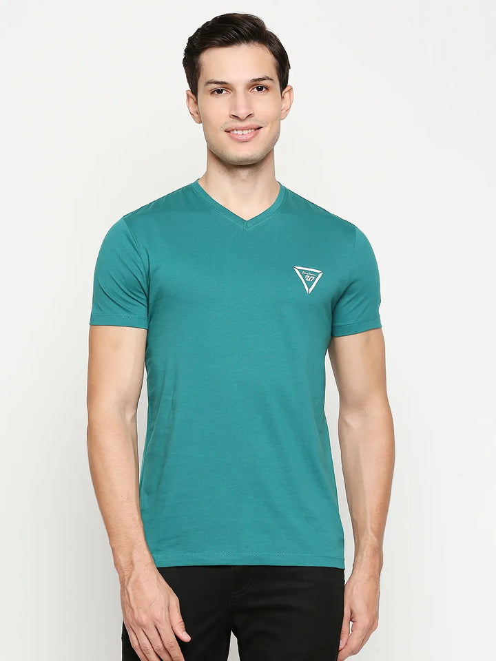 Green Regular Fit Men's Short Sleeves T-Shirt by Being Human Clothing