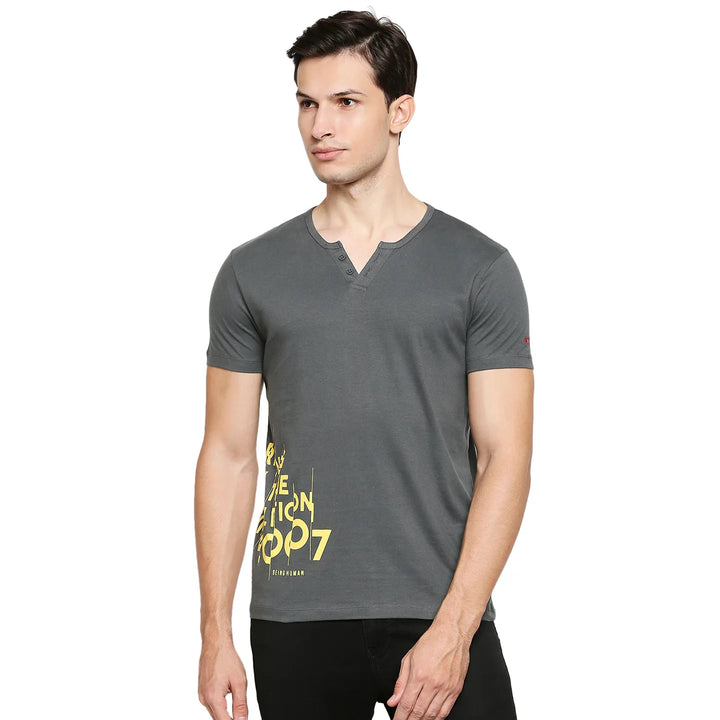 Grey Regular Fit Men's Short Sleeves T-Shirt by Being Human Clothing