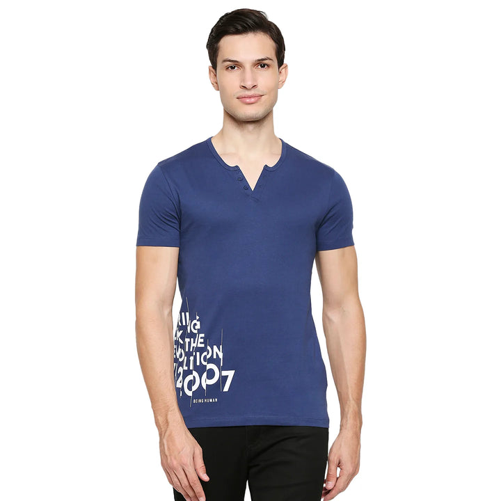Blue Regular Fit Men's Short Sleeves T-Shirt by Being Human Clothing