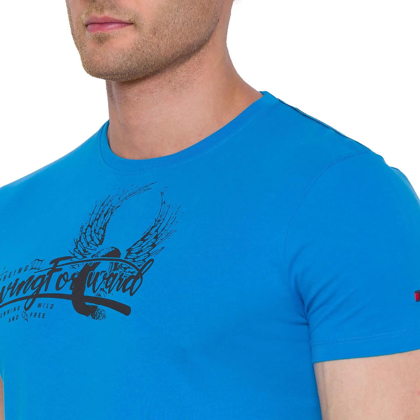 Turquoise Regular Fit Round Neck Men's T-Shirt by Being Human Clothing