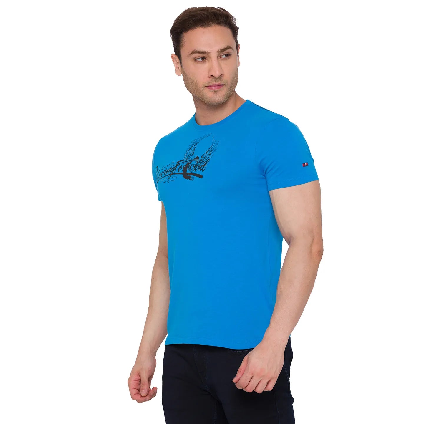 Turquoise Regular Fit Round Neck Men's T-Shirt by Being Human Clothing