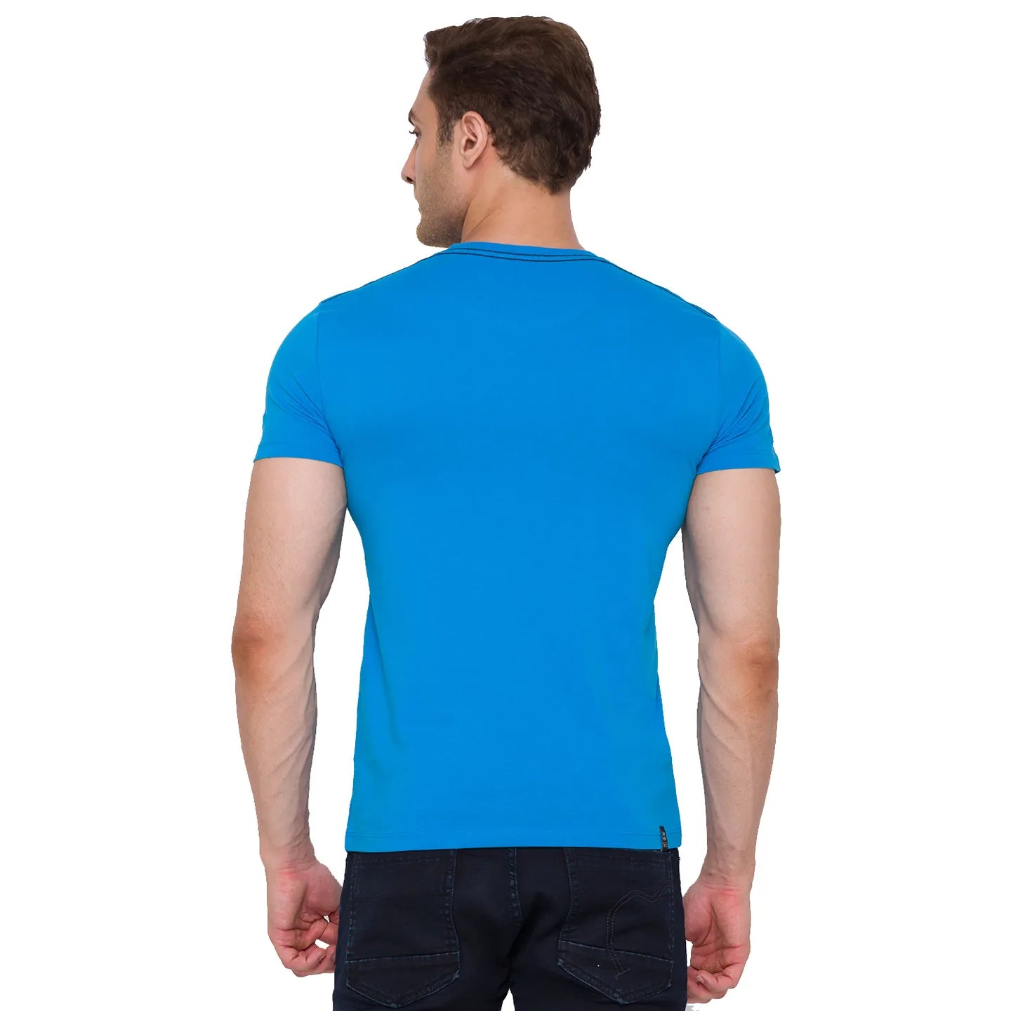 Turquoise Regular Fit Round Neck Men's T-Shirt by Being Human Clothing