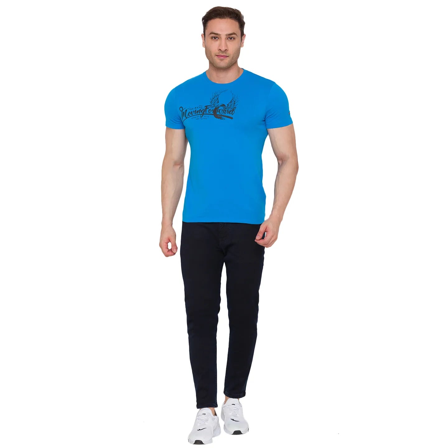 Turquoise Regular Fit Round Neck Men's T-Shirt by Being Human Clothing