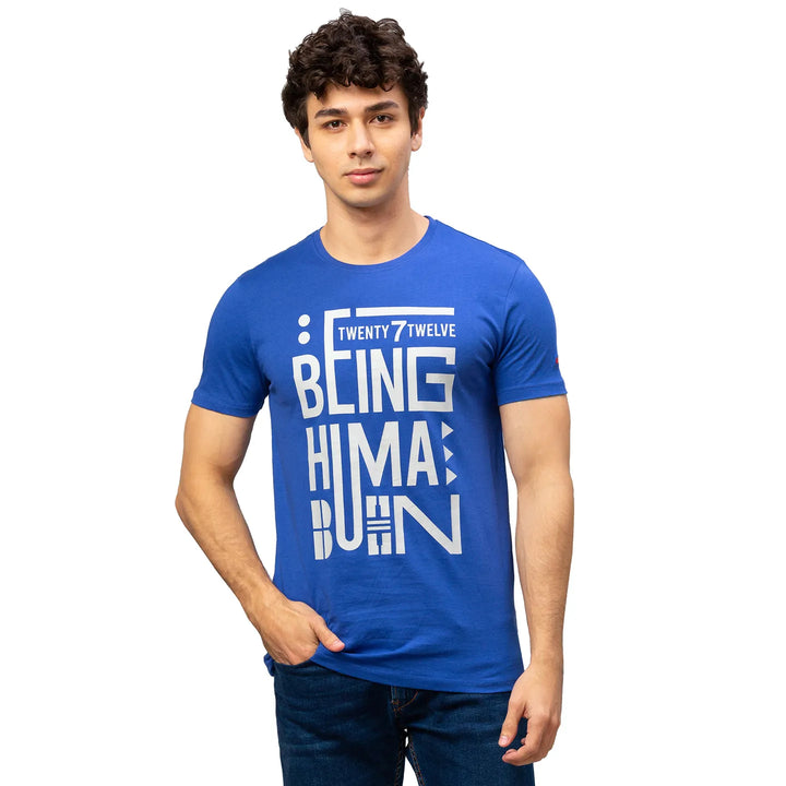 Blue Regular Fit Men's Short Sleeves T-Shirt by Being Human Clothing