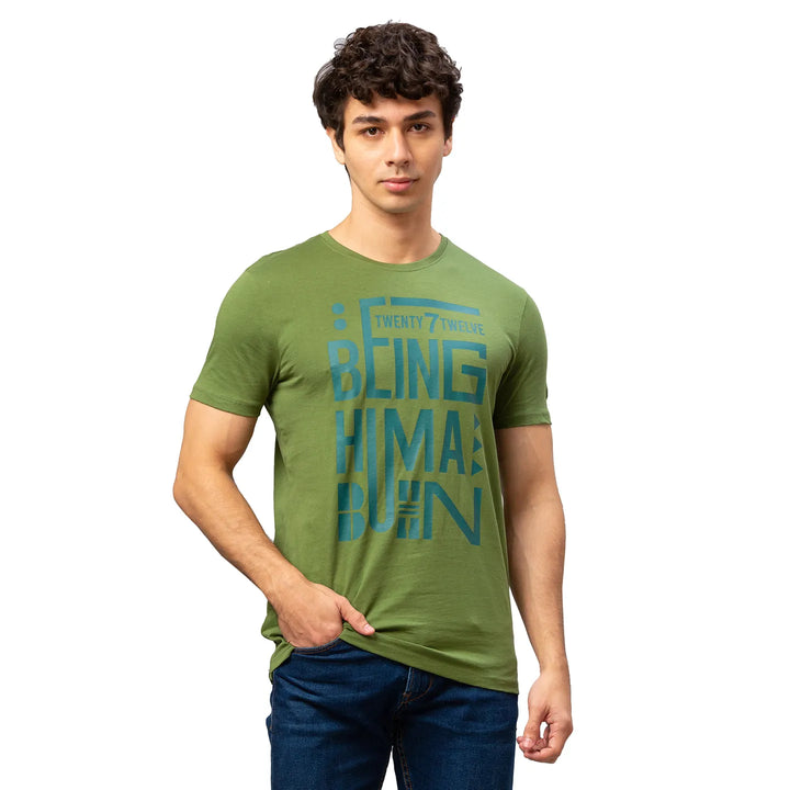 Green Regular Fit Men's Short Sleeves T-Shirt by Being Human Clothing