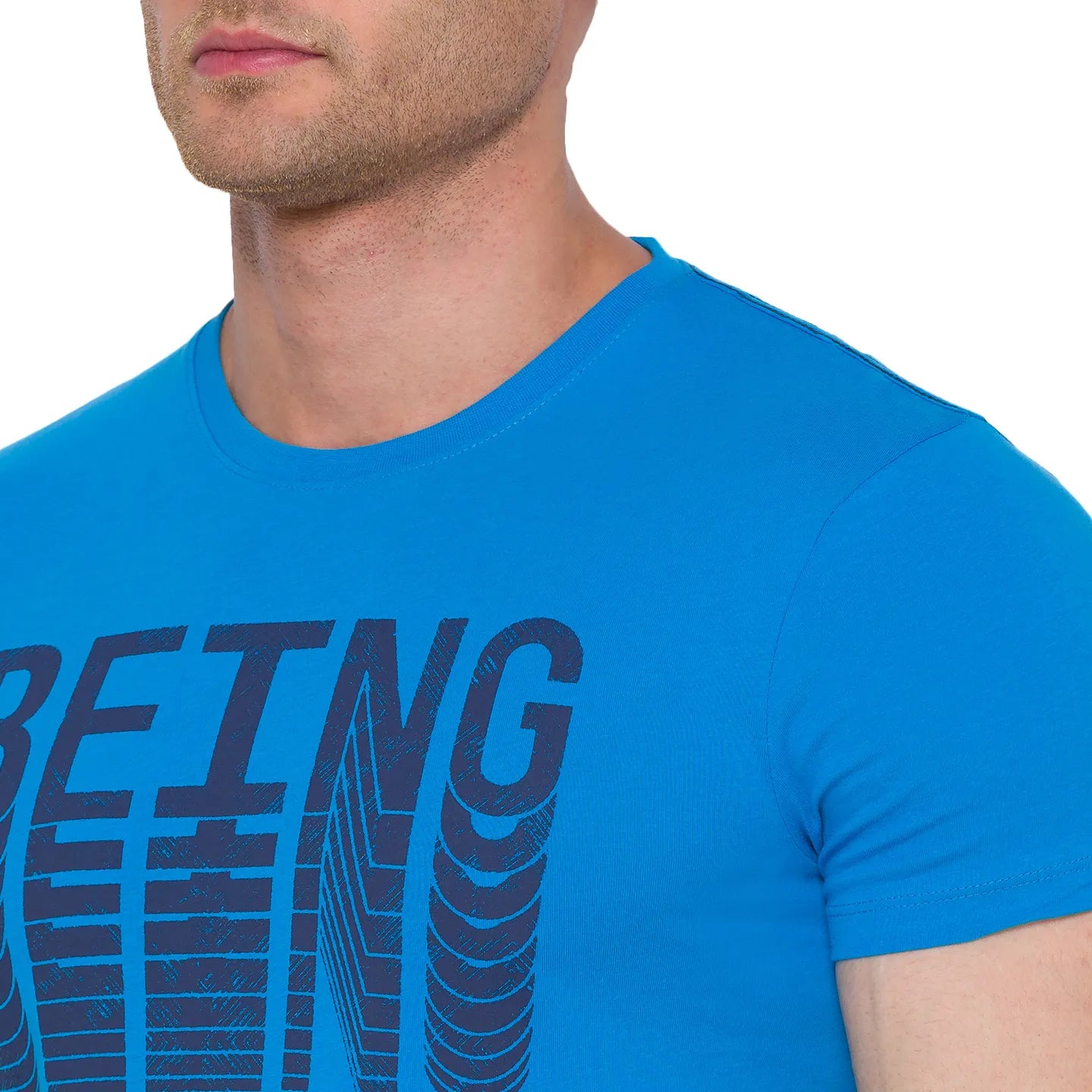 Blue Regular Fit Men's Short Sleeves T-Shirt by Being Human Clothing