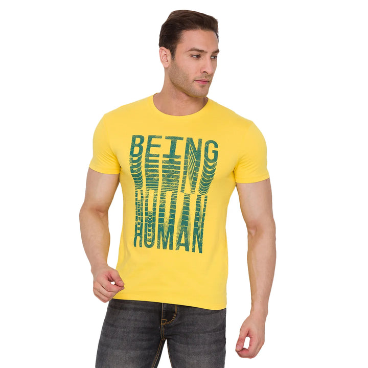 Yellow Regular Fit Men's Short Sleeves T-Shirt by Being Human Clothing