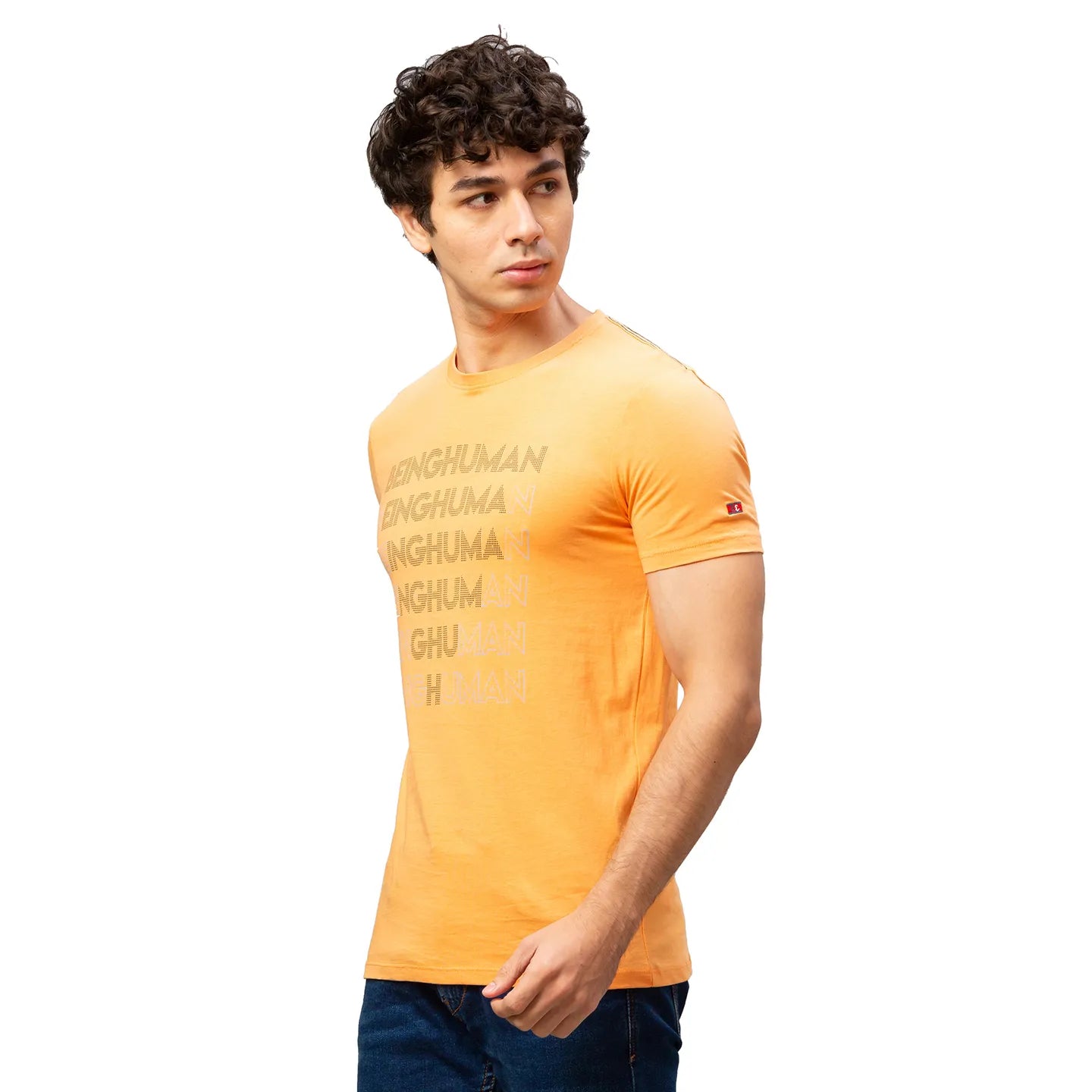 Orange Regular Fit Men's Short Sleeves T-Shirt by Being Human Clothing