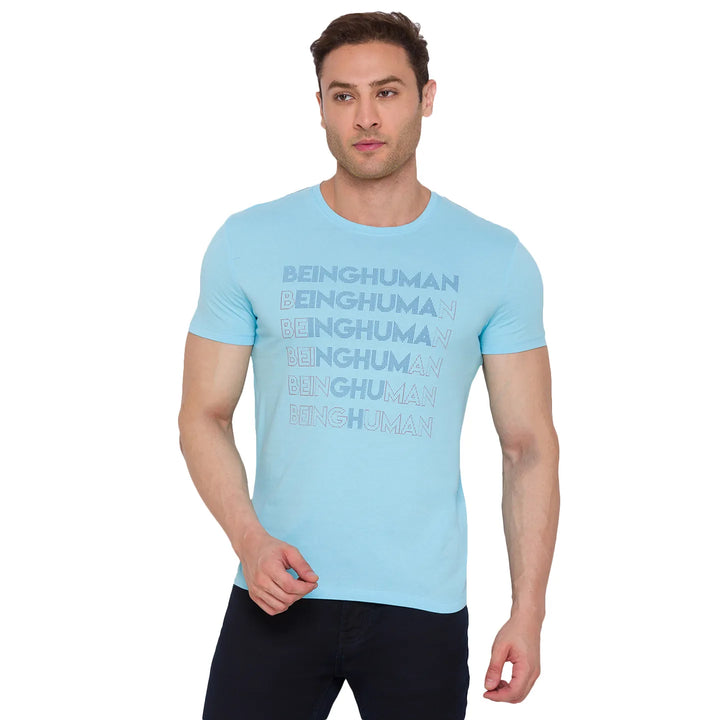 Blue Regular Fit Men's Short Sleeves T-Shirt by Being Human Clothing