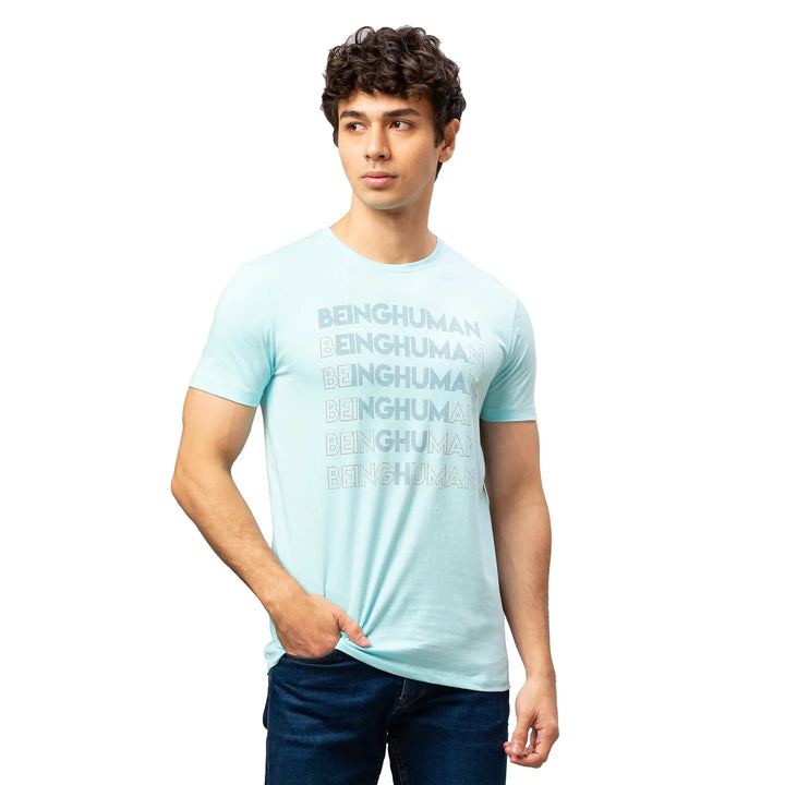 Blue Regular Fit Men's Short Sleeves T-Shirt by Being Human Clothing