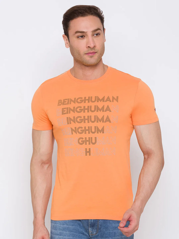 Orange Regular Fit Men's Short Sleeves T-Shirt by Being Human Clothing