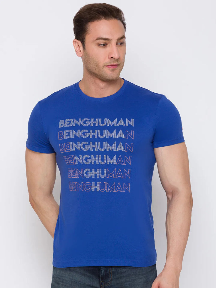 Blue Regular Fit Men's Short Sleeves T-Shirt by Being Human Clothing