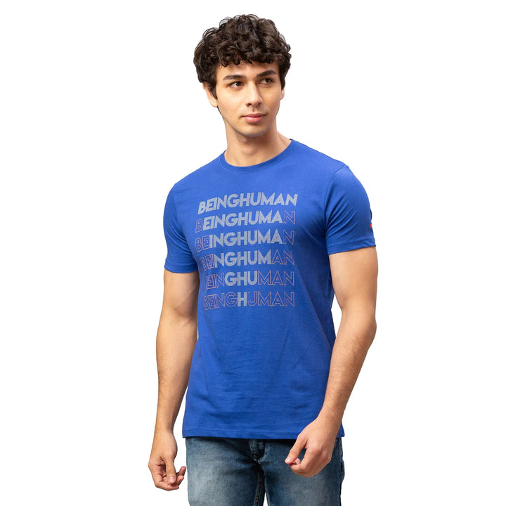 Blue Regular Fit Men's Short Sleeves T-Shirt by Being Human Clothing