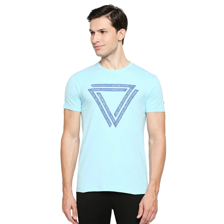 Blue Regular Fit Men's Short Sleeves T-Shirt by Being Human Clothing