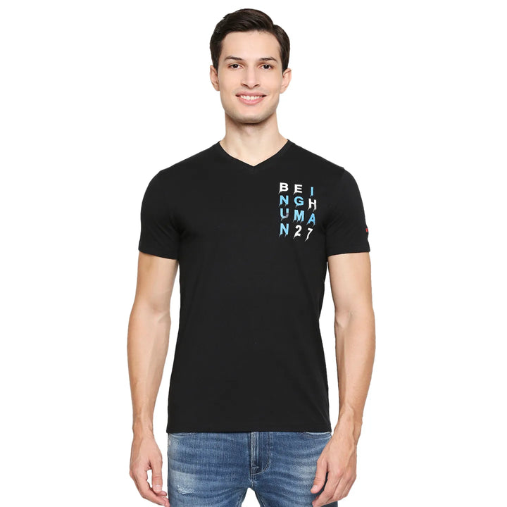 Black Regular Fit Men's Short Sleeves T-Shirt by Being Human Clothing